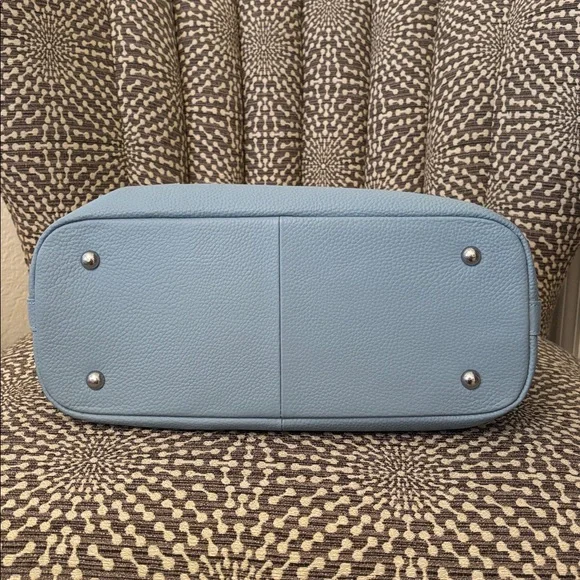 Heshe Light Blue Leather Satchel Bag with Detachable Adjustable Strap Like New - Picture 7 of 16